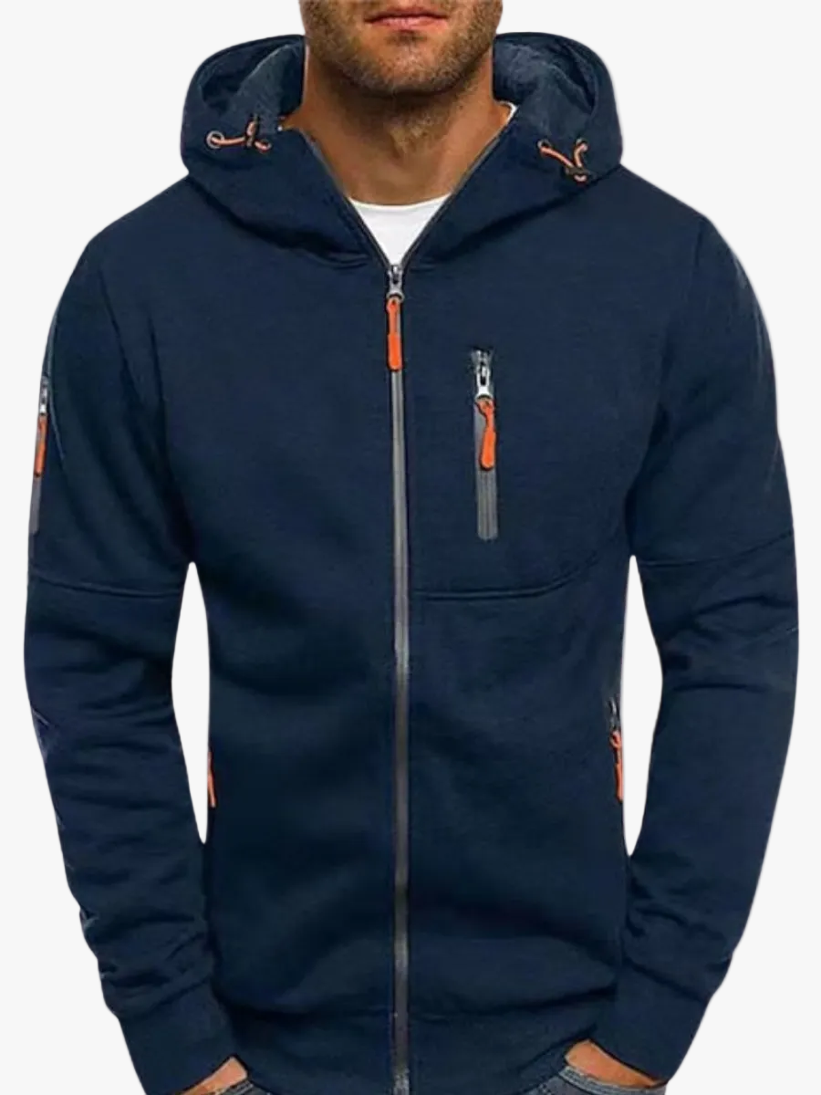 Men's Knit Hoodie with Full Zip and Zipper Pockets — Allyours Closet