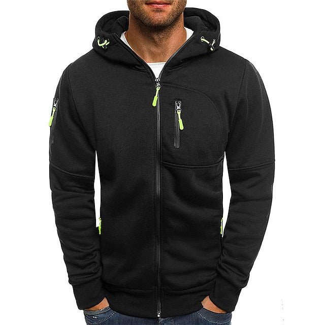 Men's Knit Hoodie with Full Zip and Zipper Pockets — Allyours Closet (view 4)