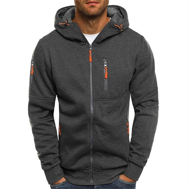 Men's Knit Hoodie with Full Zip and Zipper Pockets — Allyours Closet (view 5)