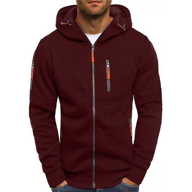 Men's Knit Hoodie with Full Zip and Zipper Pockets — Allyours Closet (view 6)