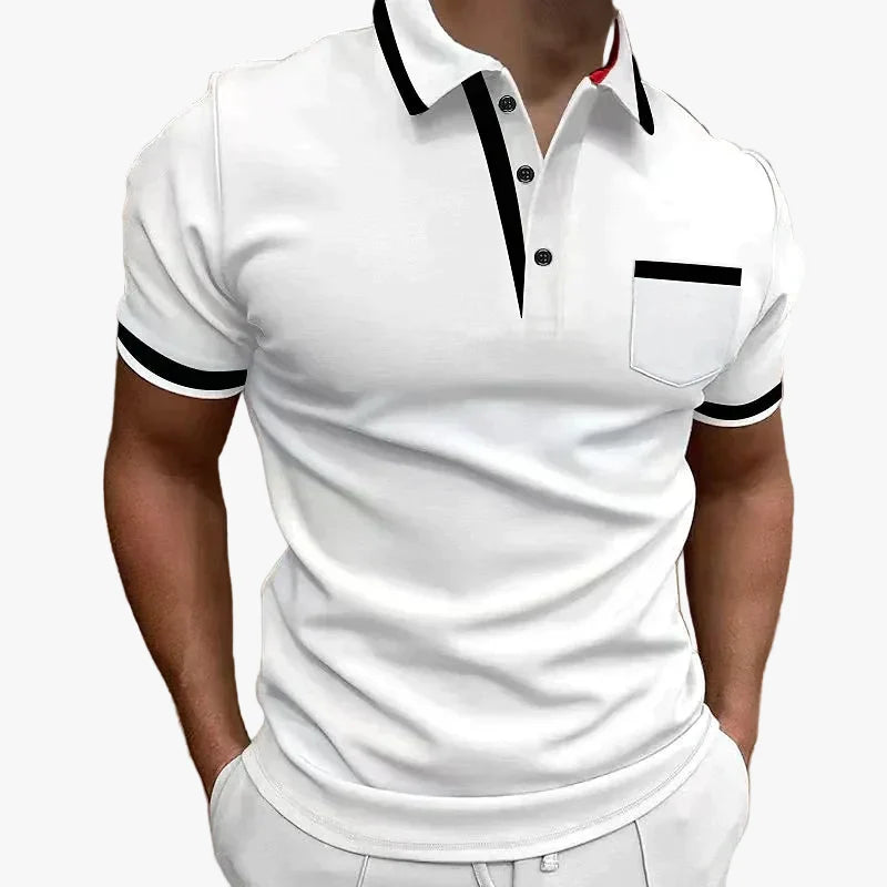 Men's Knit Polo Shirt with Button Placket and Chest Pocket — Allyours Closet