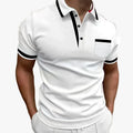 Men's Knit Polo Shirt with Button Placket and Chest Pocket — Allyours Closet