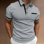 Men's Knit Polo Shirt with Button Placket and Chest Pocket — Allyours Closet (view 3)