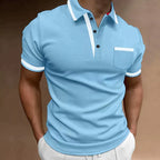 Men's Knit Polo Shirt with Button Placket and Chest Pocket — Allyours Closet (view 5)
