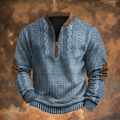 Men's Knit Sweater with Quarter Zip and Pattern Panels — Allyours Closet (view 2)