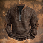 Men's Knit Sweater with Quarter Zip and Pattern Panels — Allyours Closet (view 5)