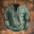 Men's Knit Sweater with Quarter Zip and Pattern Panels — Allyours Closet (view 7)