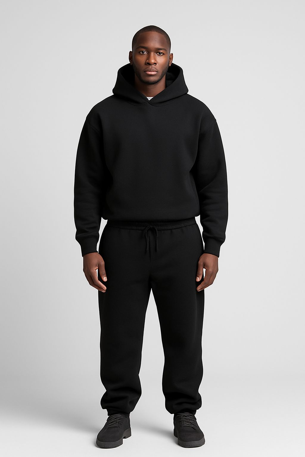 Men's Knit Tracksuit with Pullover Hood and Drawstring Joggers — Allyours Closet (view 2)