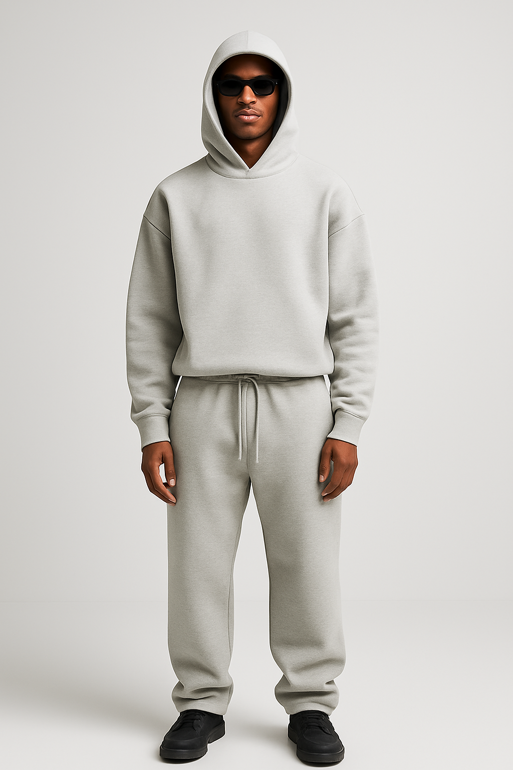 Men's Knit Tracksuit with Pullover Hood and Drawstring Joggers — Allyours Closet (view 3)