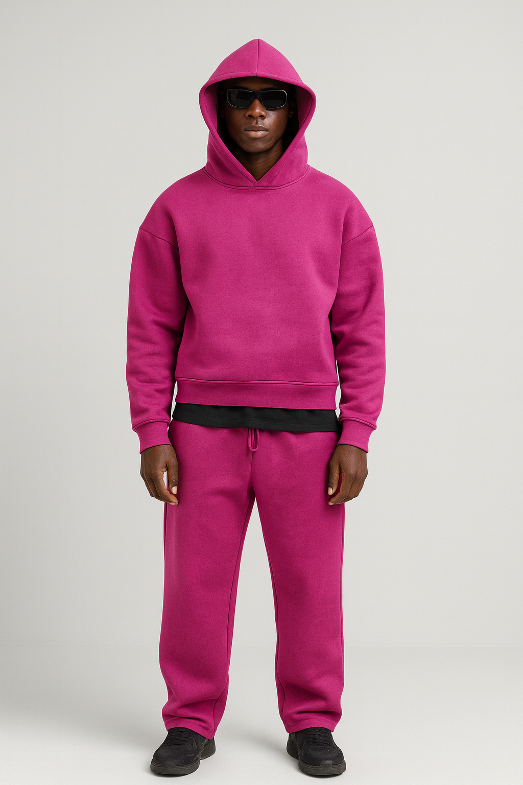 Men's Knit Tracksuit with Pullover Hood and Drawstring Joggers — Allyours Closet (view 4)