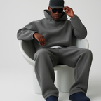 Men's Knit Tracksuit with Pullover Hood and Drawstring Joggers — Allyours Closet (view 6)