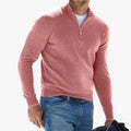 Men's Polyester Knit Sweater with Quarter Zip and Rib Hem — Allyours Closet