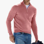 Men's Polyester Knit Sweater with Quarter Zip and Rib Hem — Allyours Closet