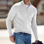 Men's Polyester Knit Sweater with Quarter Zip and Rib Hem — Allyours Closet (view 4)