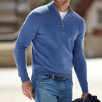 Men's Polyester Knit Sweater with Quarter Zip and Rib Hem — Allyours Closet (view 6)