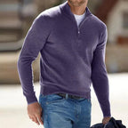 Men's Polyester Knit Sweater with Quarter Zip and Rib Hem — Allyours Closet (view 7)