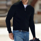 Men's Polyester Knit Sweater with Quarter Zip and Rib Hem — Allyours Closet (view 9)