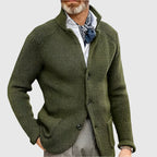 Men's Waffle-Knit Cardigan Sweater with Stand Collar and Button Front — Allyours Closet (view 8)