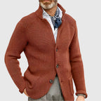 Men's Waffle-Knit Cardigan Sweater with Stand Collar and Button Front — Allyours Closet (view 7)