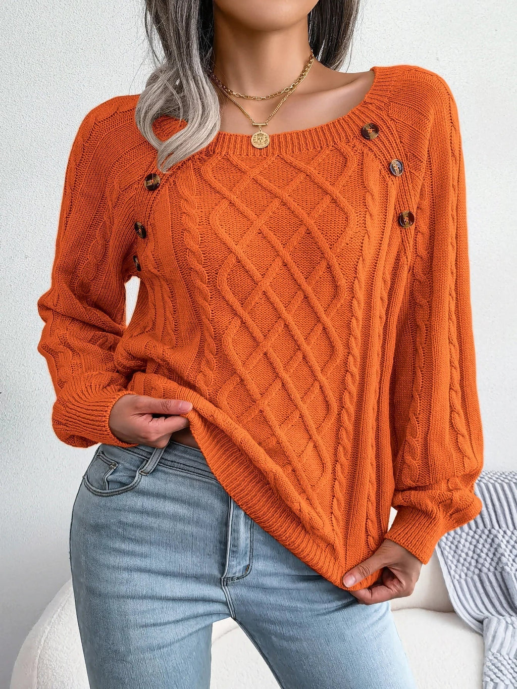 Eduarda | Cable-Knit Oversized Quiet Sweater — Allyours Closet (view 4)