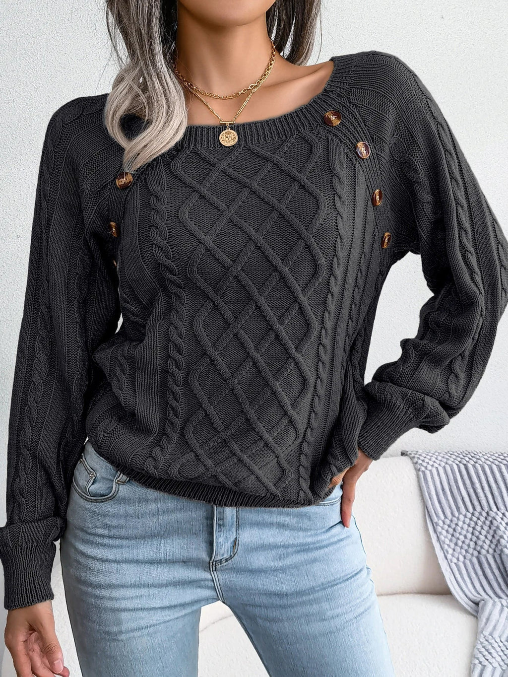 Eduarda | Cable-Knit Oversized Quiet Sweater — Allyours Closet (view 5)