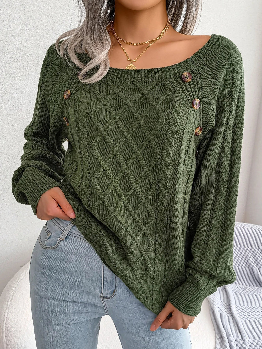 Eduarda | Cable-Knit Oversized Quiet Sweater — Allyours Closet (view 6)