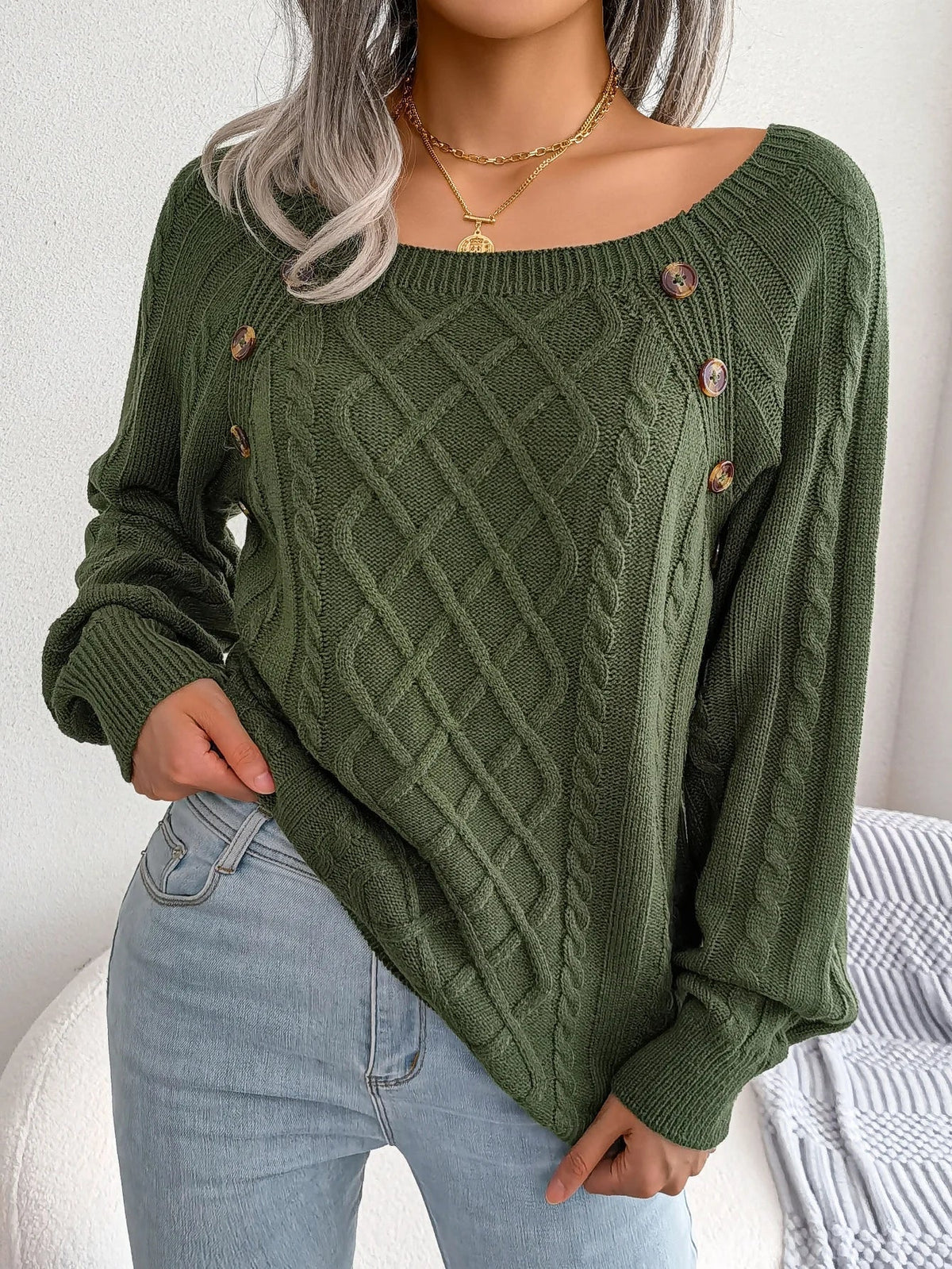 Eduarda | Cable-Knit Oversized Quiet Sweater — Allyours Closet (view 6)