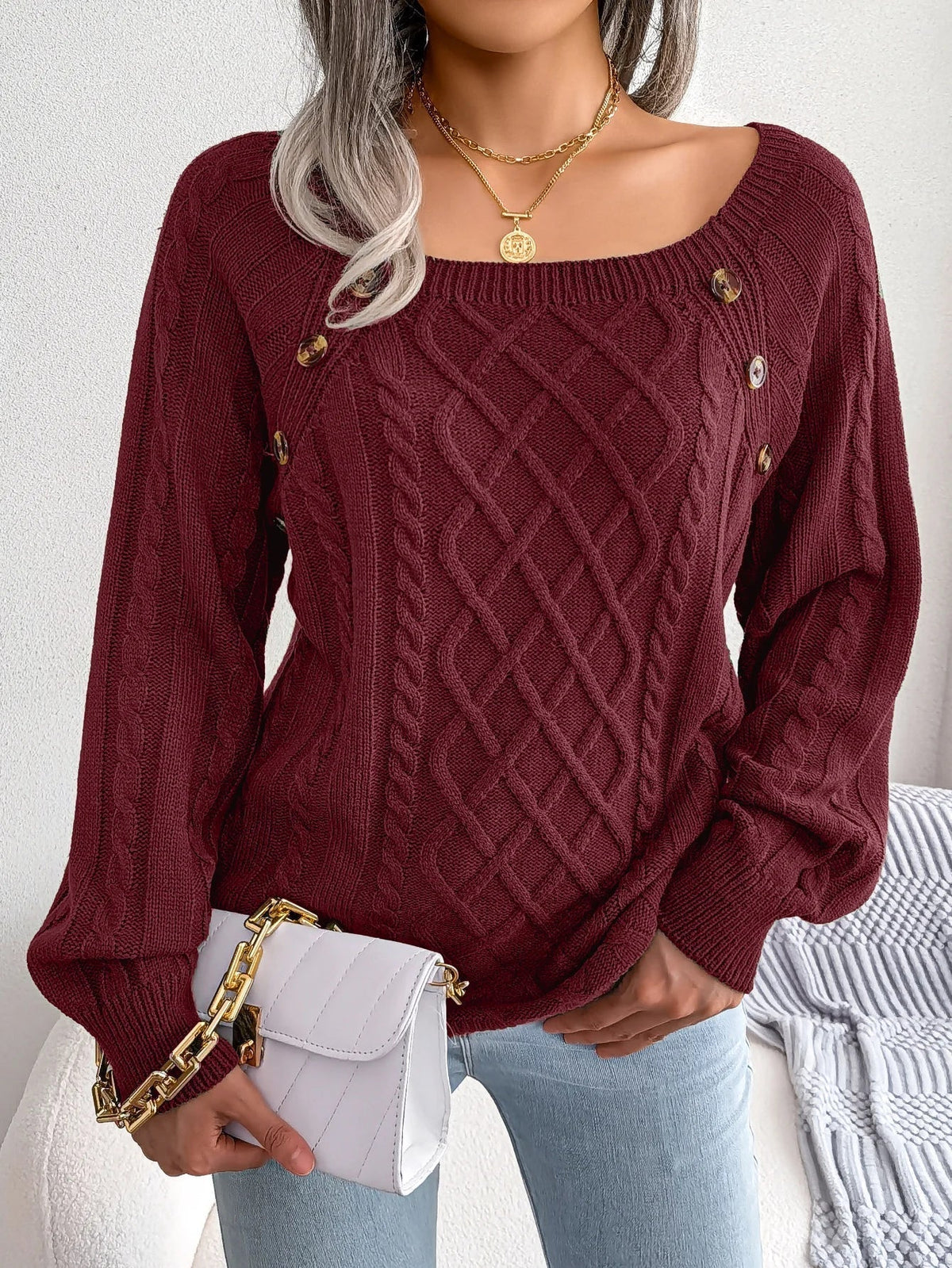 Eduarda | Cable-Knit Oversized Quiet Sweater — Allyours Closet (view 9)