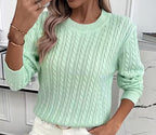 Salma | Crew-Neck Cable-Knit Fluid Sweater — Allyours Closet (view 10)