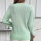 Salma | Crew-Neck Cable-Knit Fluid Sweater — Allyours Closet (view 12)