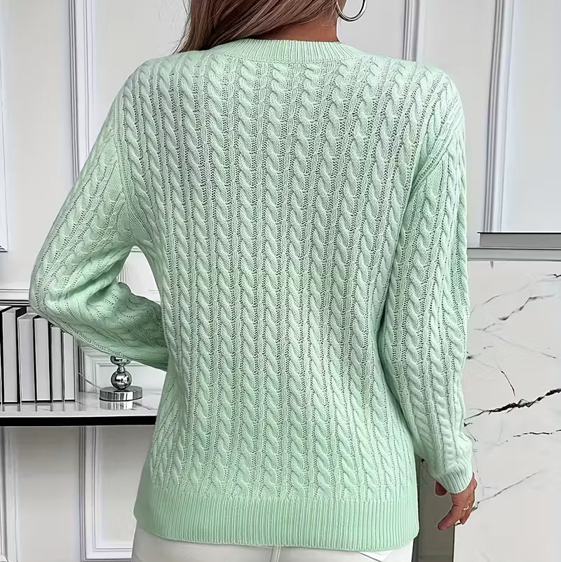 Salma | Crew-Neck Cable-Knit Fluid Sweater — Allyours Closet (view 12)
