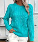 Salma | Crew-Neck Cable-Knit Fluid Sweater — Allyours Closet (view 4)