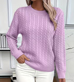 Salma | Crew-Neck Cable-Knit Fluid Sweater — Allyours Closet (view 6)