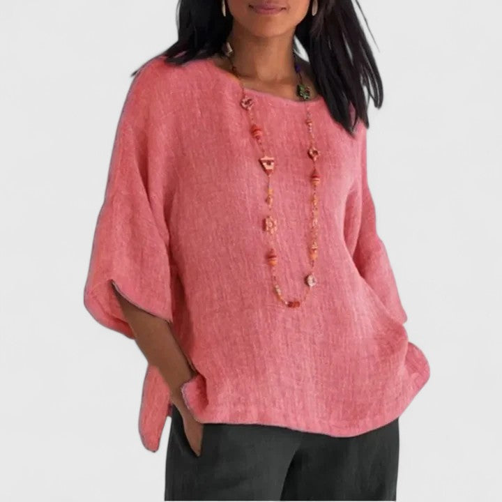 Sienna | Relaxed Three-Quarter Sleeve Blouse — Allyours Closet (view 4)