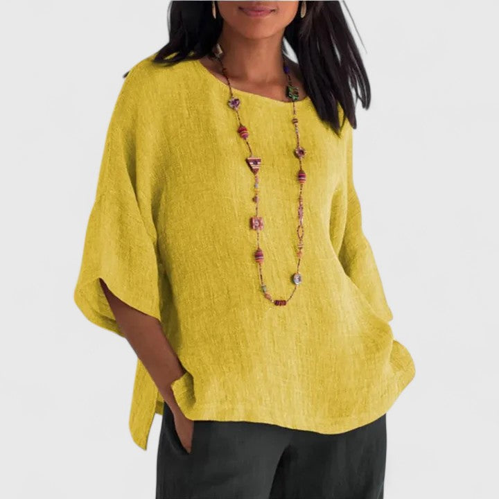 Sienna | Relaxed Three-Quarter Sleeve Blouse — Allyours Closet (view 5)
