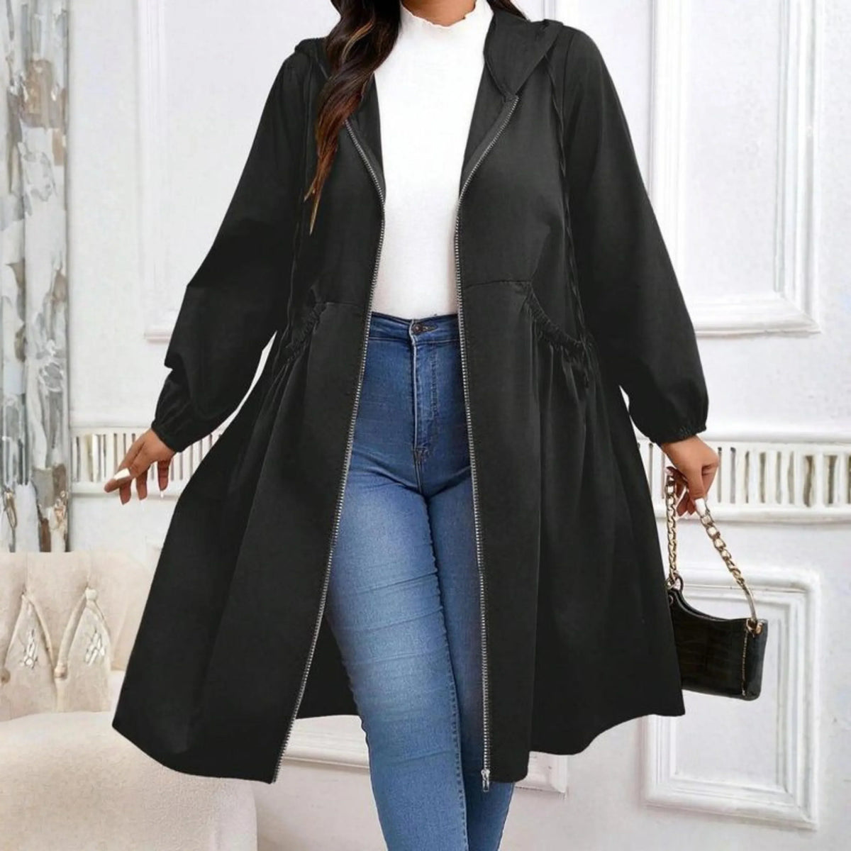 Vilde | Hooded Zip-Up Contemporary Coat — Allyours Closet