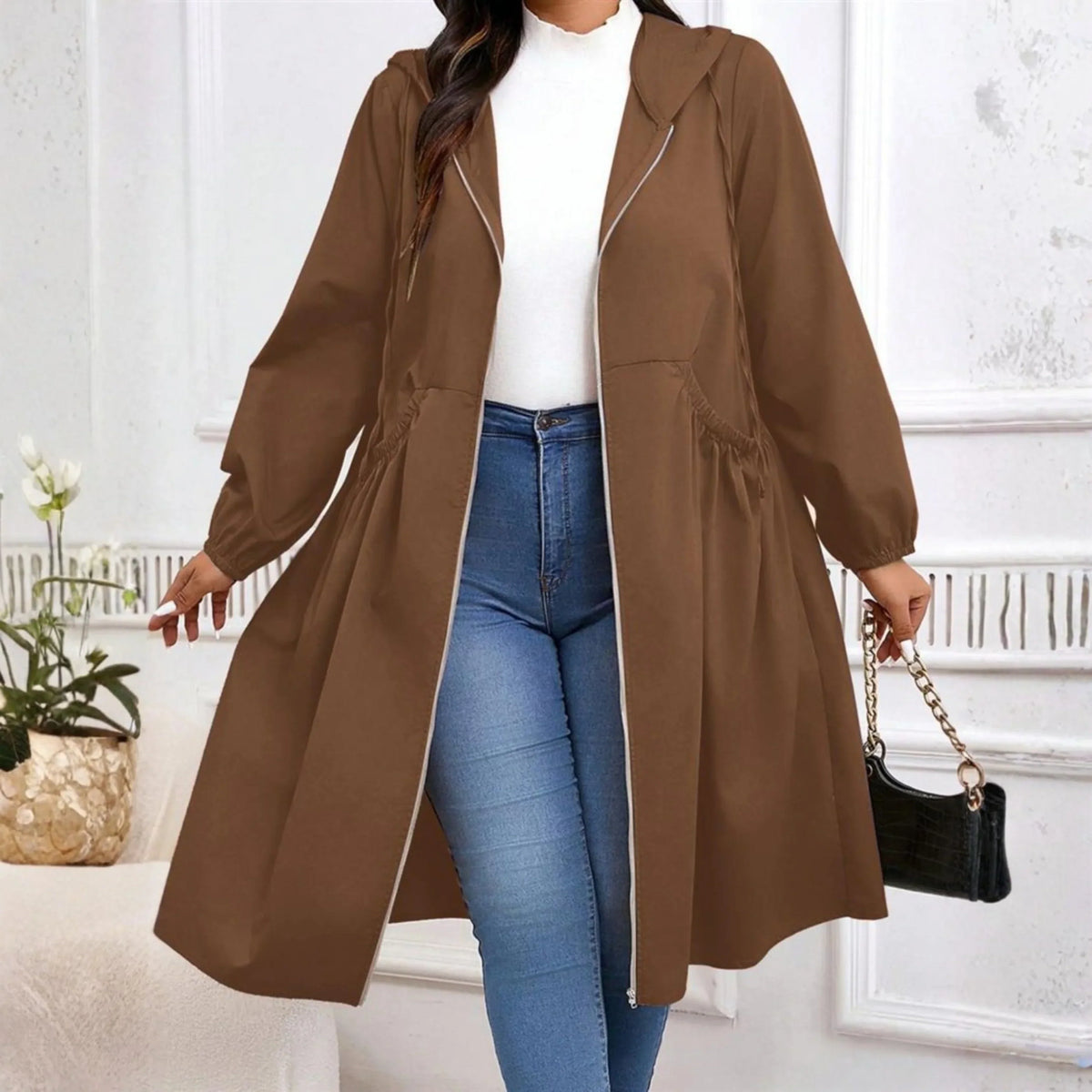 Vilde | Hooded Zip-Up Contemporary Coat — Allyours Closet (view 5)