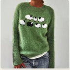 Women's Casual Acrylic Sweater with Boat Neck and Nordic Yoke — Allyours Closet (view 3)