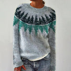 Women's Casual Acrylic Sweater with Boat Neck and Nordic Yoke — Allyours Closet (view 4)