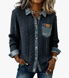 Women's Casual Knit Blouse with Button Front and Chest Pocket — Allyours Closet