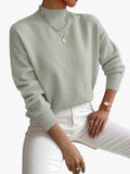 Women's Casual Knit Sweater with Turtleneck and Ribbed Trim — Allyours Closet