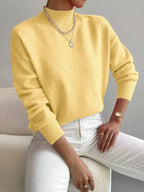 Women's Casual Knit Sweater with Turtleneck and Ribbed Trim — Allyours Closet (view 4)