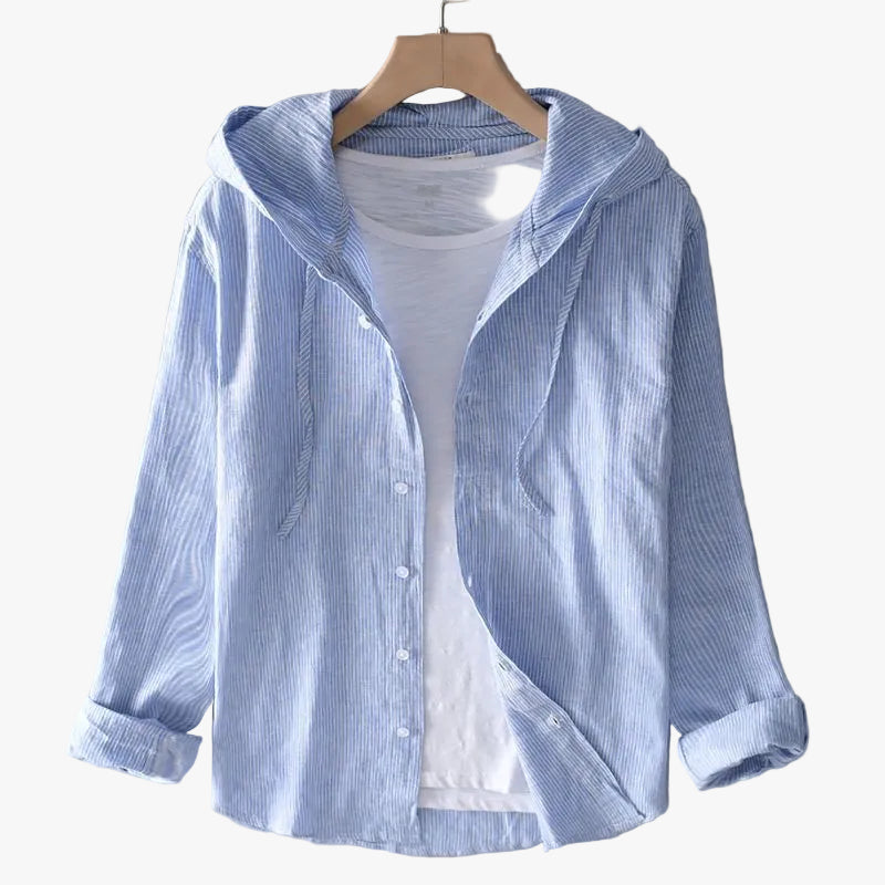Women's Casual Hooded Shirt with Button Front and Curved Hem — Allyours Closet
