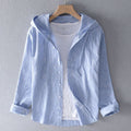 Women's Casual Hooded Shirt with Button Front and Curved Hem — Allyours Closet (view 3)