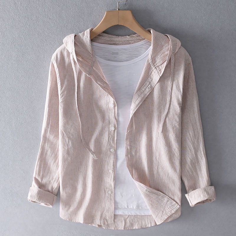 Women's Casual Hooded Shirt with Button Front and Curved Hem — Allyours Closet (view 4)
