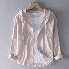 Women's Casual Hooded Shirt with Button Front and Curved Hem — Allyours Closet (view 4)