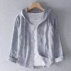 Women's Casual Hooded Shirt with Button Front and Curved Hem — Allyours Closet (view 6)