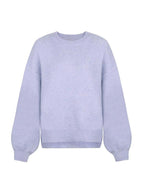 Women's Knit Crewneck Sweater with Drop Shoulders and Side Slits — Allyours Closet (view 10)
