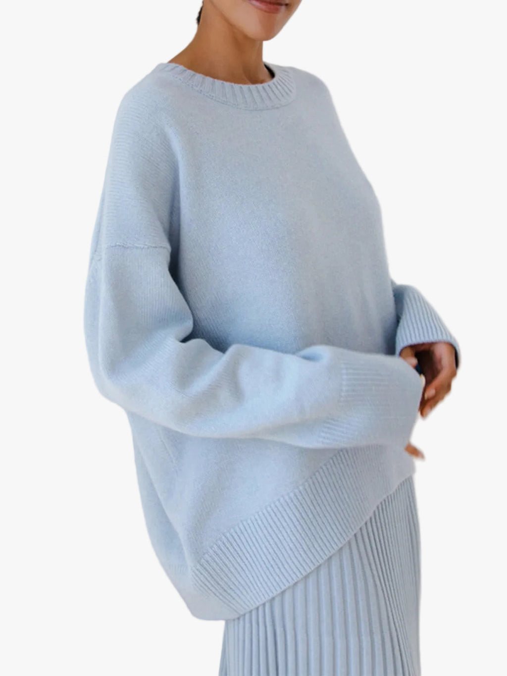 Women's Knit Pullover Sweater with Crew Neck and Rib Trim — Allyours Closet
