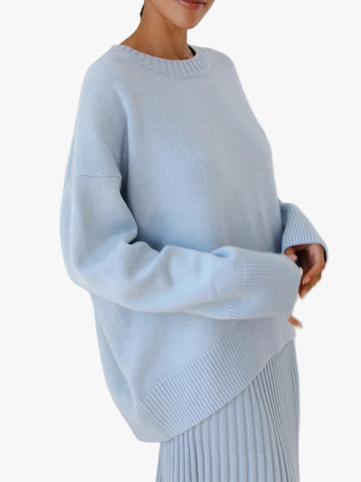 Women's Knit Pullover Sweater with Crew Neck and Rib Trim — Allyours Closet